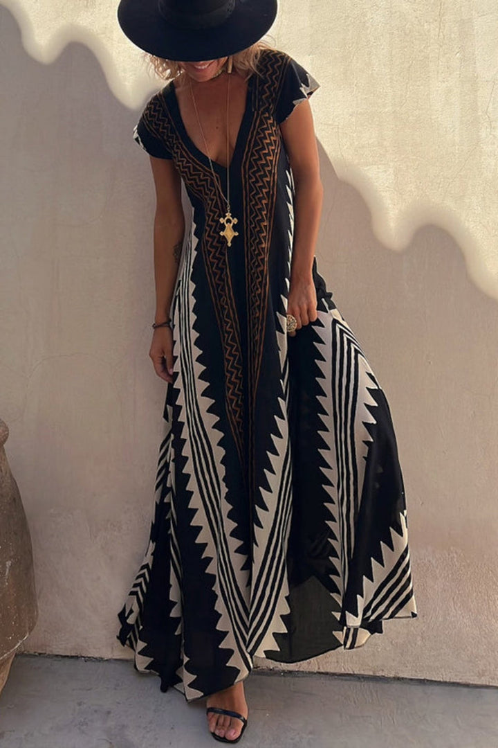 Mira Trendy aztek-inspirert leverkjole for kvinner