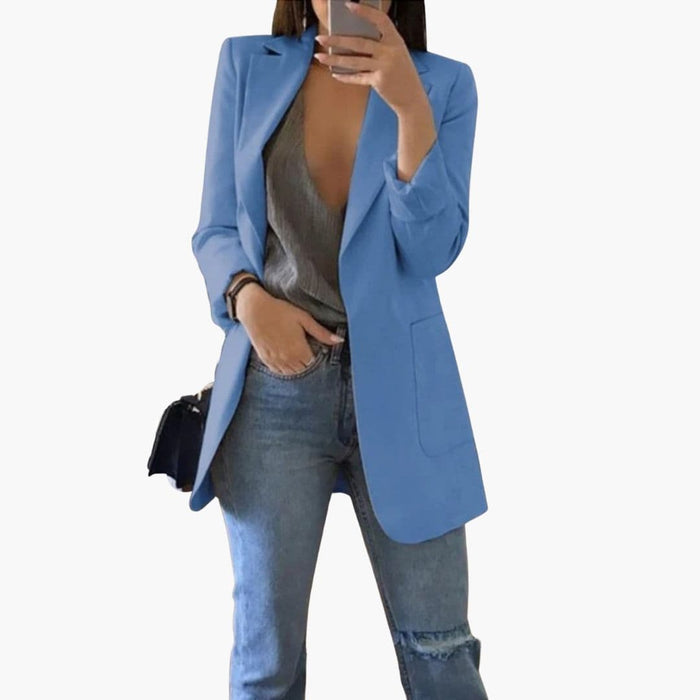 Blazer lungo da donna con collo a revers