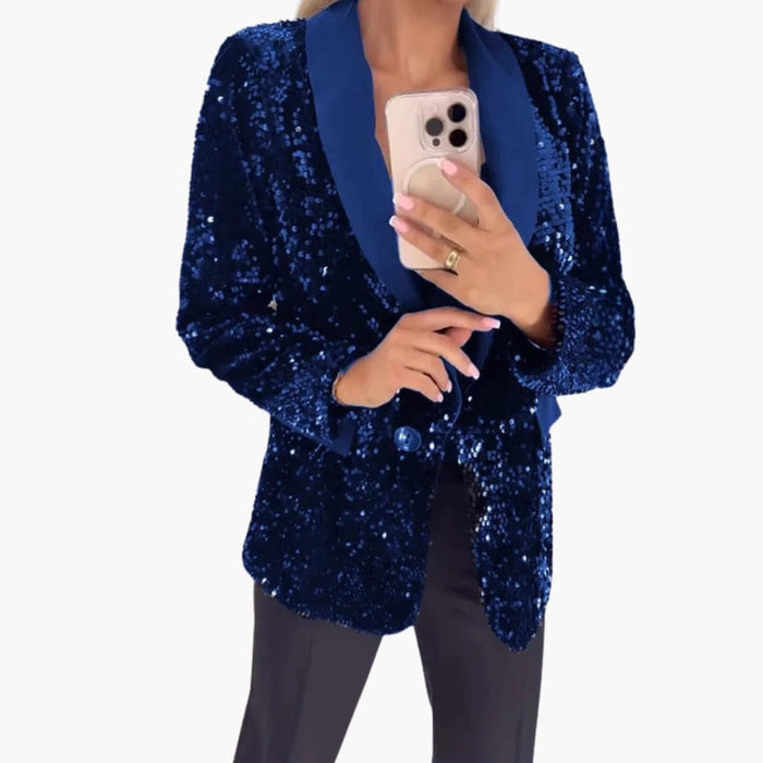Glitrande blazer til kvinner med klassisk krage