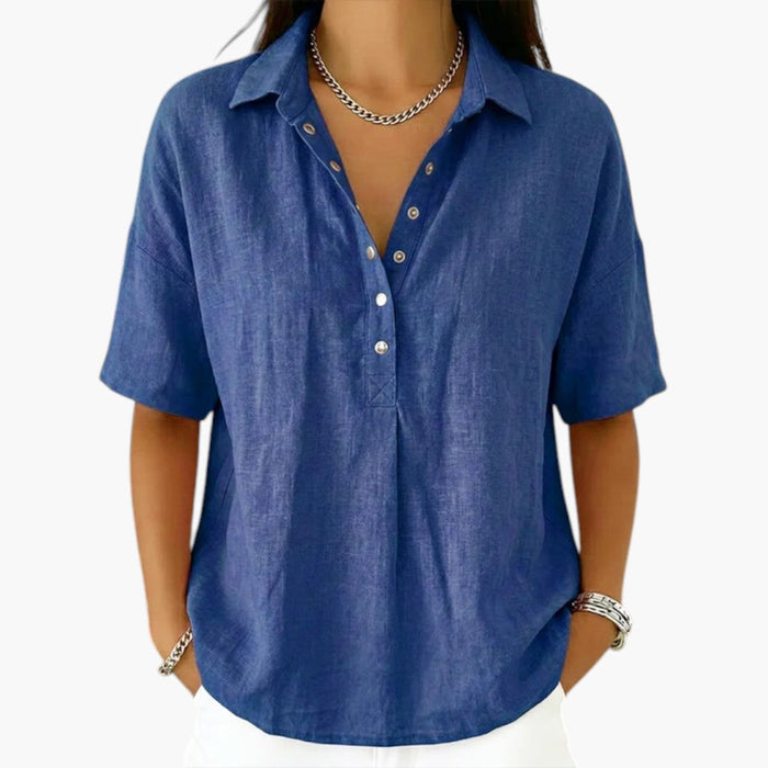 Blouse pour femme à col classique et fermeture boutonnée