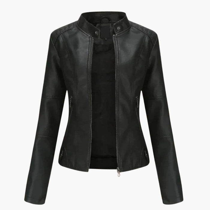 Taillierte Damen-Bikerjacke mit Reißverschluss