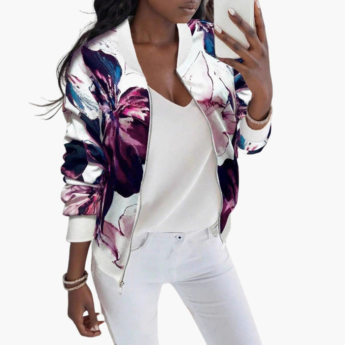 Blouson Bombardier Dame med Blomsterprint