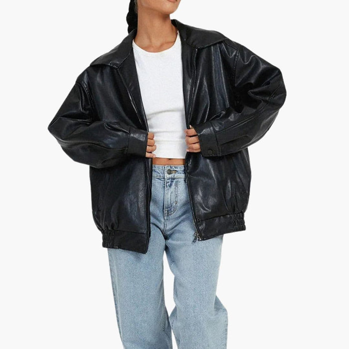 Giacca bomber oversize da donna con cerniera