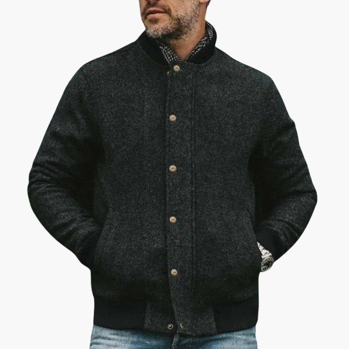 Herren-Bomberjacke mit Knöpfen und Rippbund