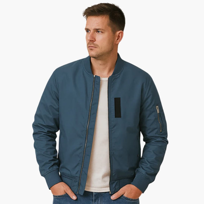 Blouson bomber pour homme avec col côtelé et poche sur la manche