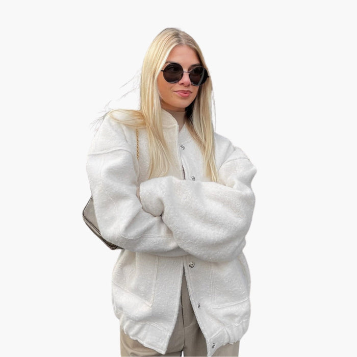 Blouson bomber ample pour femme avec boutons-pression