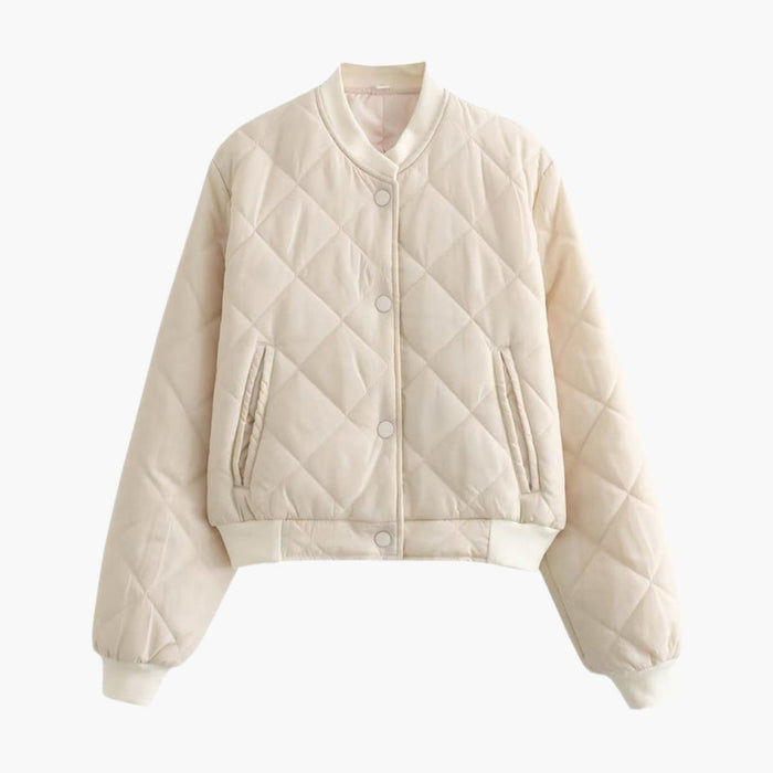 Chaqueta bomber acolchada para mujer con bolsillos ribeteados