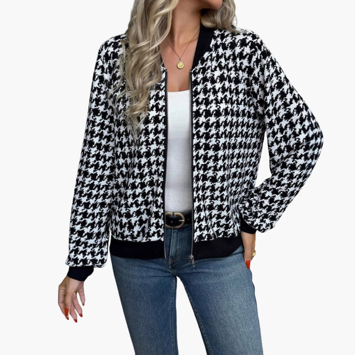Blouson Bombers Dame Motif Houndstooth