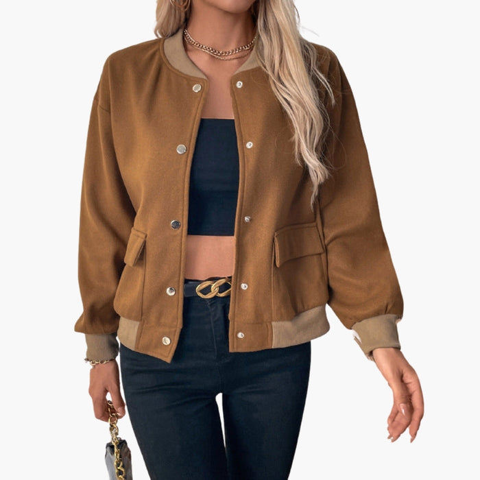 Blouson bomber pour femme à boutons-pression