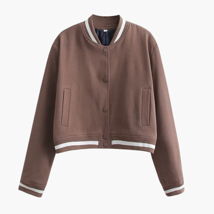 Dame Blouson Bomber med Ribbet Finish og Lommer