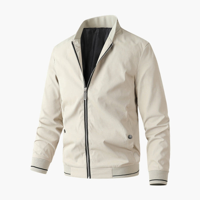 Blouson Bombers Herre med Ret Krave og Ribkantede Manchetter
