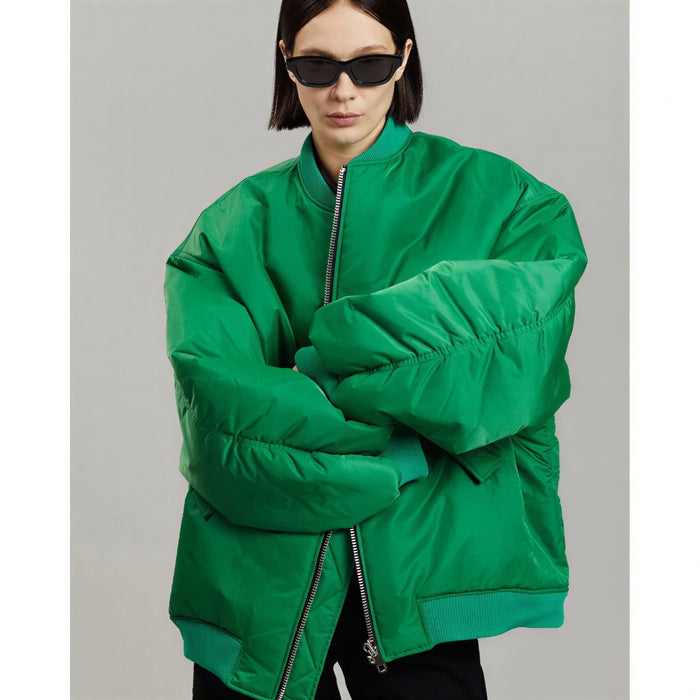 Chaqueta bomber extragrande para mujer con puños acanalados