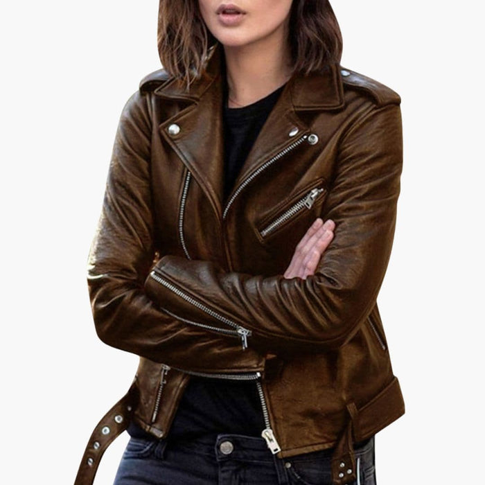 Veste de moto femme à col châle