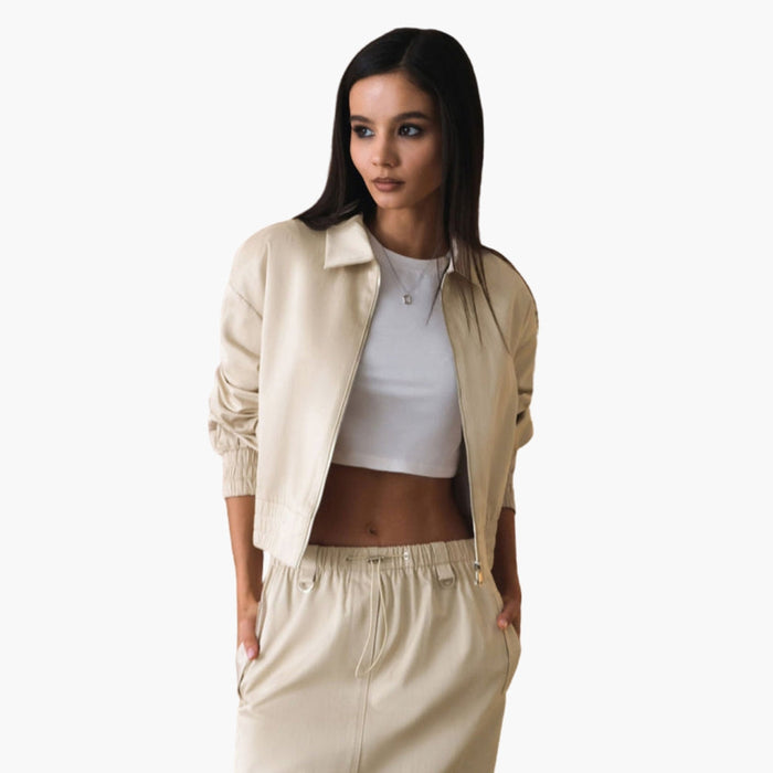 Veste aviateur femme à fermeture éclair et poignets côtelés