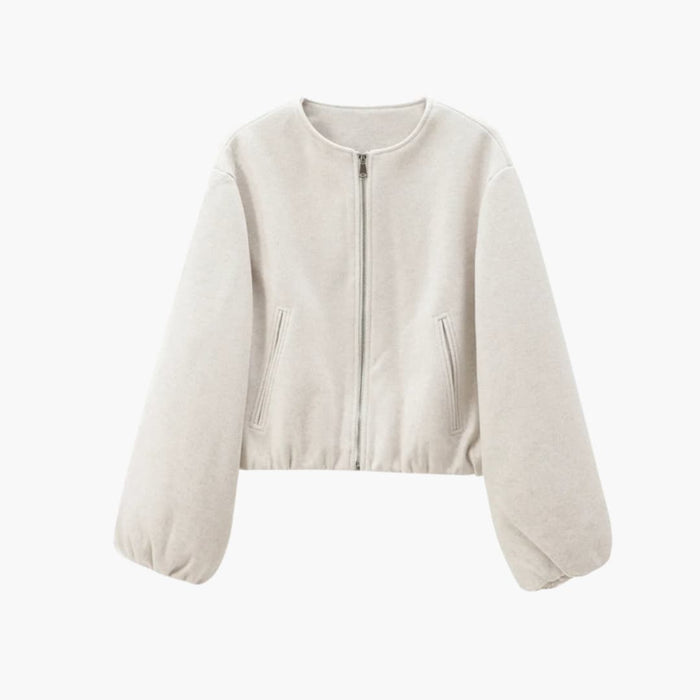 Chaqueta bomber corta para mujer con cremallera y mangas largas