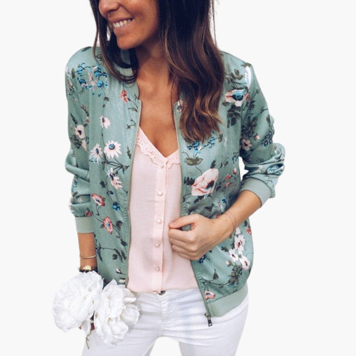 Damen-Bomberjacke mit Blumenprint