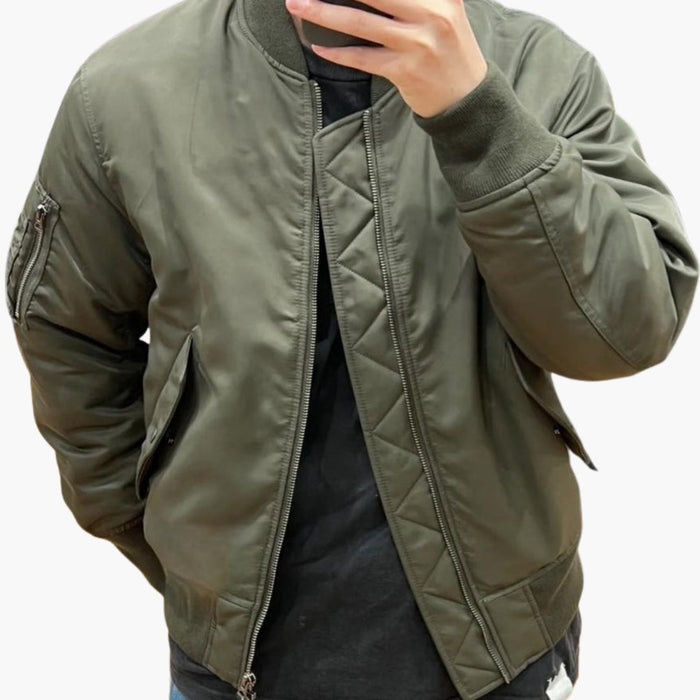 Blouson bomber homme à fermeture éclair et bord côtelé