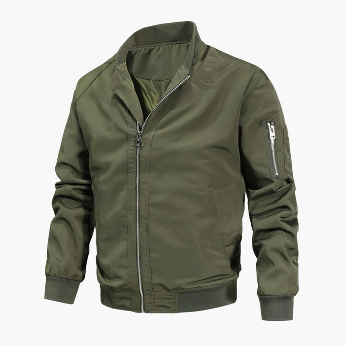 Giacca bomber da uomo con bordo a coste e tasche con cerniera