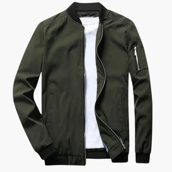 Blouson bomber pour homme avec fermeture éclair et surface unie