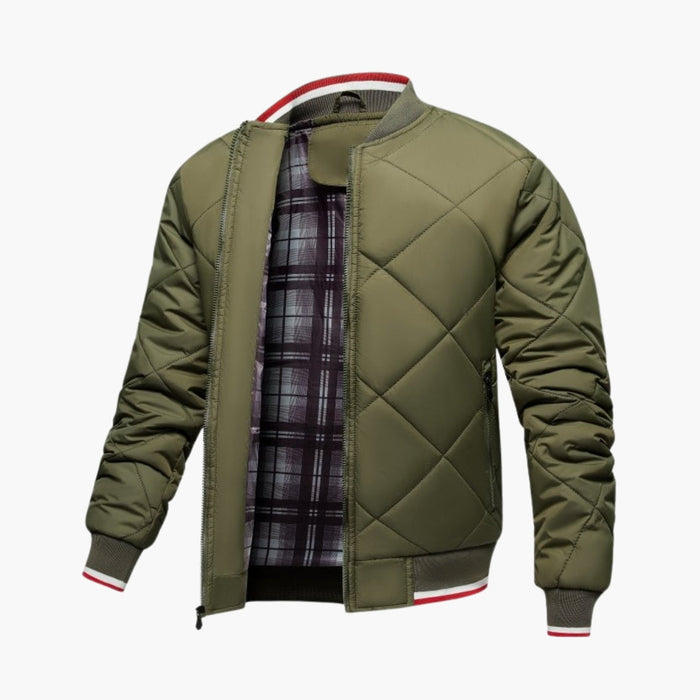 Quilted bomberjakke til mænd med lynlås