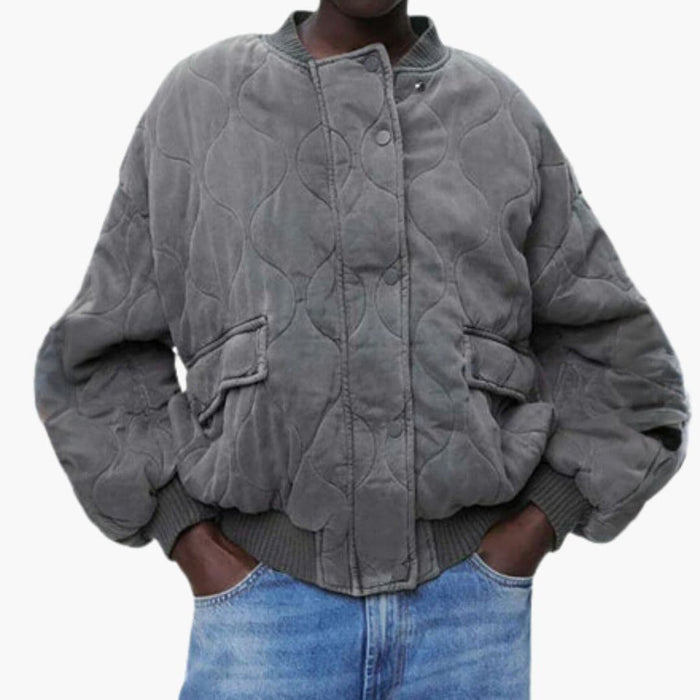Blouson bomber matelassé unisexe à col côtelé