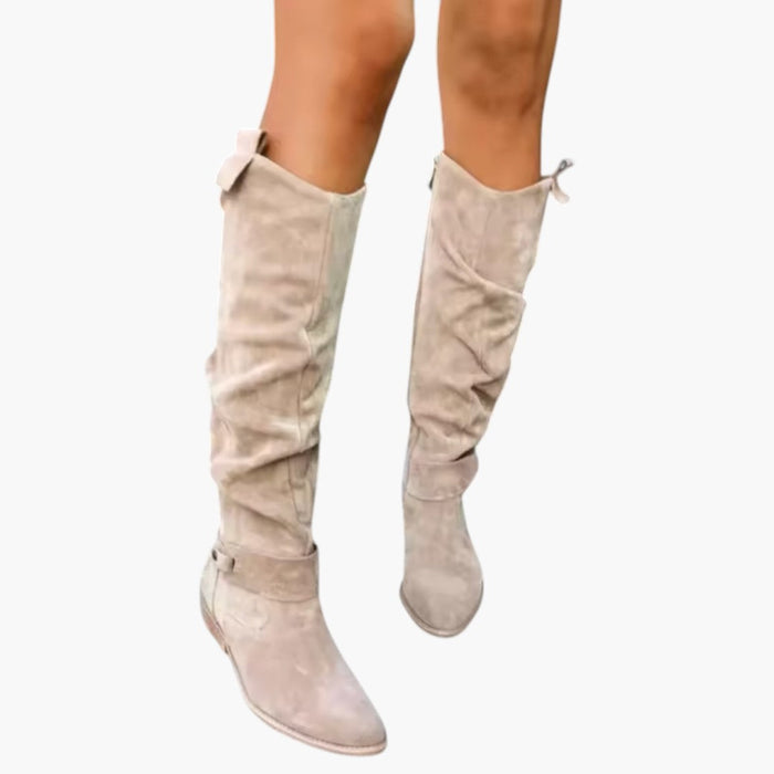 Damenstiefel mit hohem Schaft und Reißverschluss