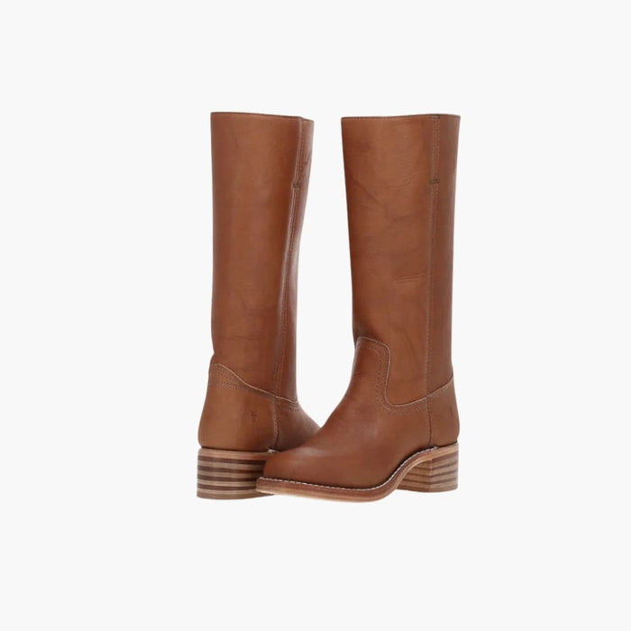 Bottes hautes pour femme montant jusqu’au genou, à talon superposé et bout rond