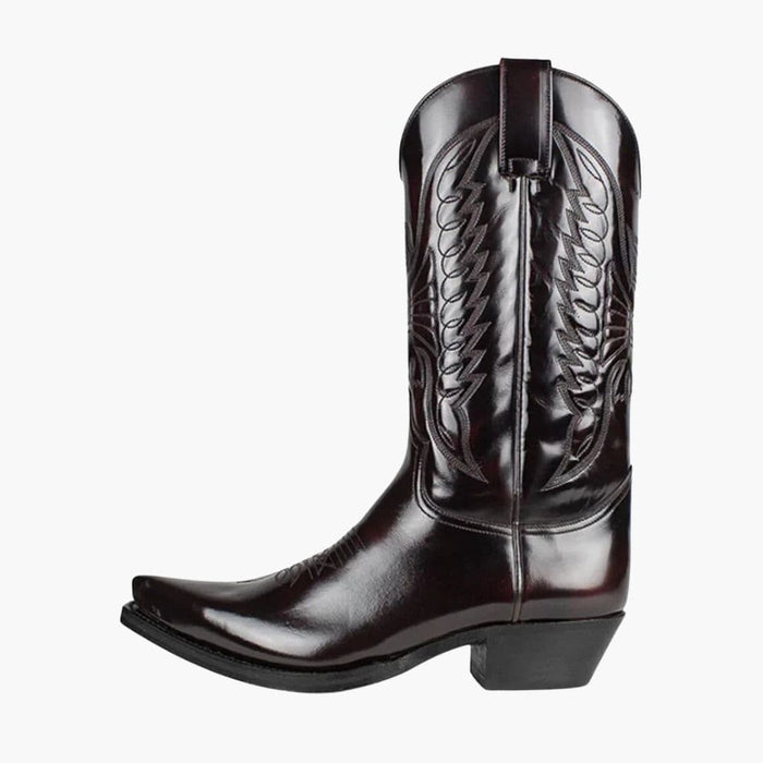 Bottes western pour femme avec tige brodée et bout pointu