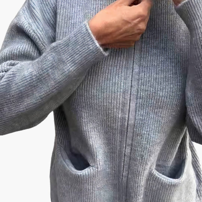 Cardigan til kvinder med lynlås og høj krave