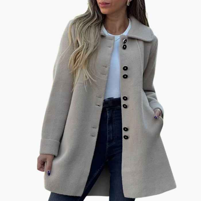 Cardigan lungo da donna con bottoni e colletto classico