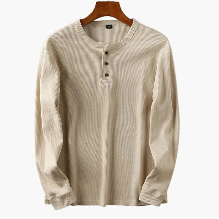 Camicia Henley da uomo a maniche lunghe con chiusura a bottoni