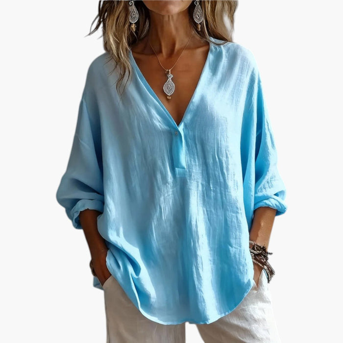 Blusa de mujer con mangas largas y corte fluido