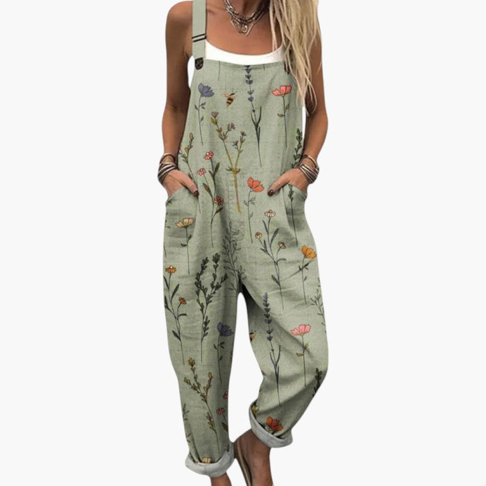 Damen-Jumpsuit mit Trägern und weiten Beinen