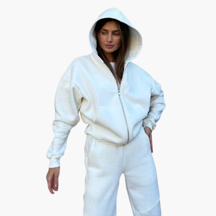 Conjunto para mujer con capucha y cremallera