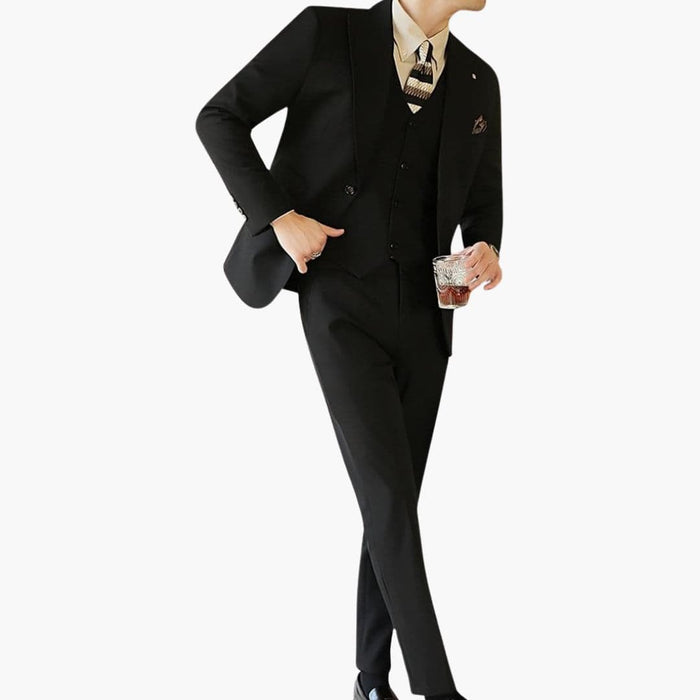 Costume trois pièces pour homme avec veste à col