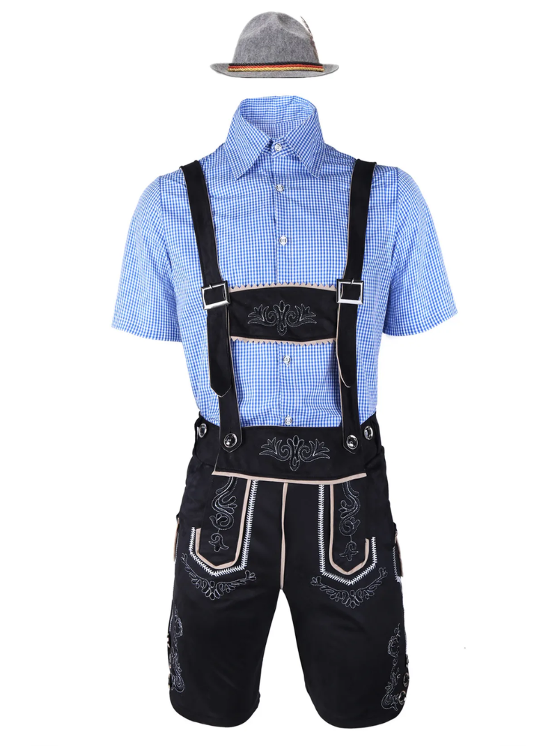 Herre Oktoberfest Lederhosen Kostume med Skjorte og Seler