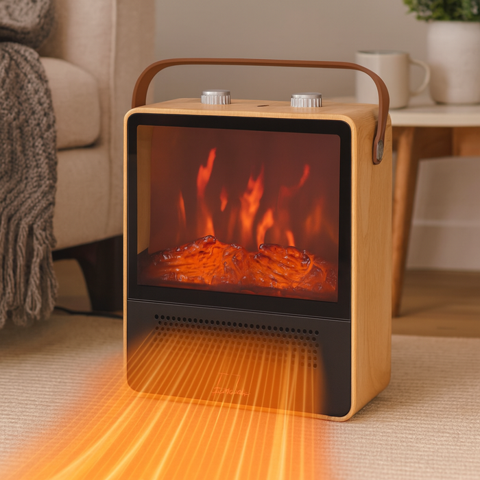 Calefactor eléctrico con llama de chimenea realista