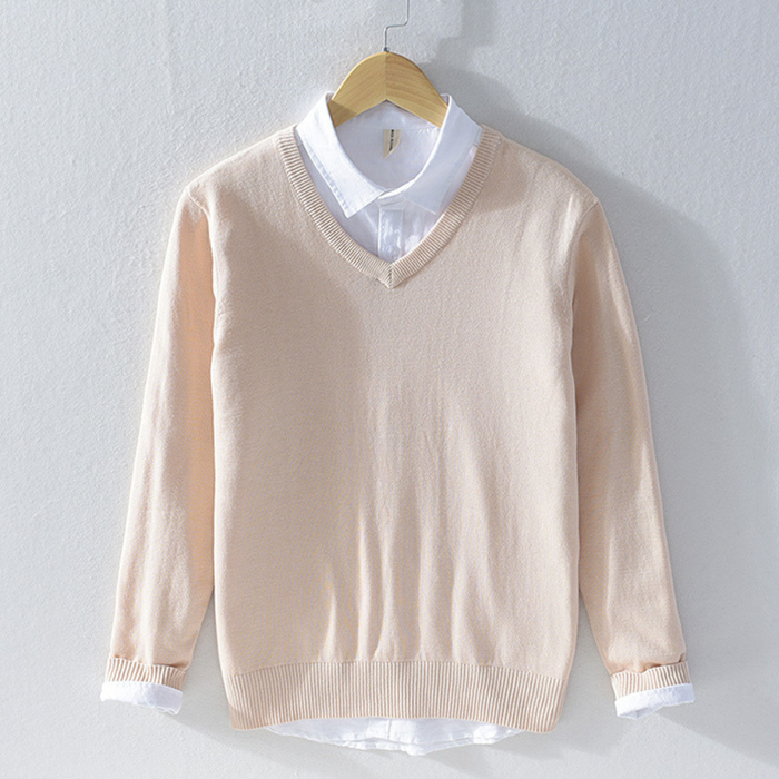 Herrenpullover mit V-Ausschnitt und langen Ärmeln für den Alltag