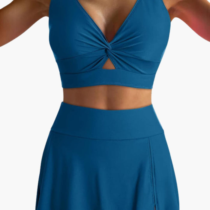 Ensemble bikini til kvinder med cache-cœur top og nederdel