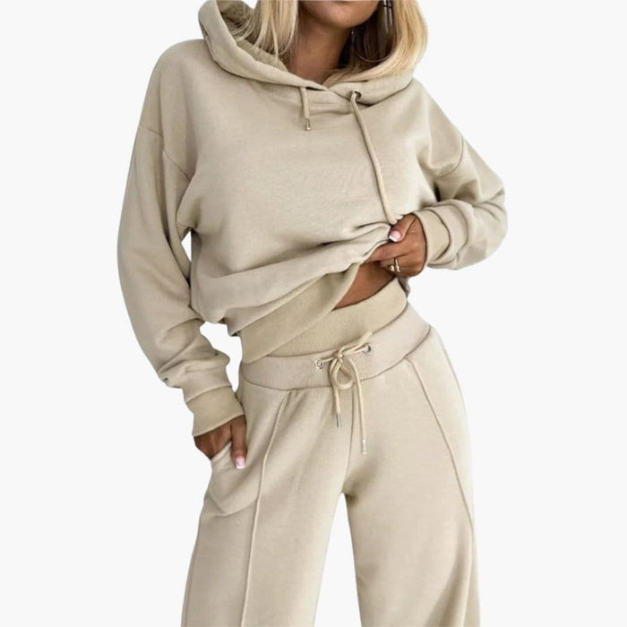 Conjunto de dos piezas para mujer con blusa con capucha
