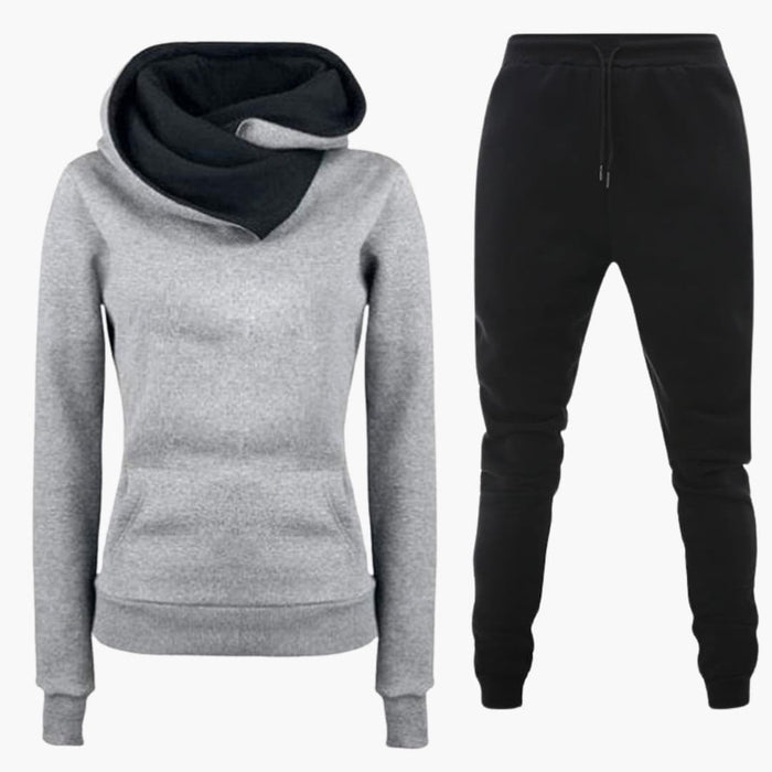 Set für Damen mit Kapuzenpullover und Jogginghose mit Taschen