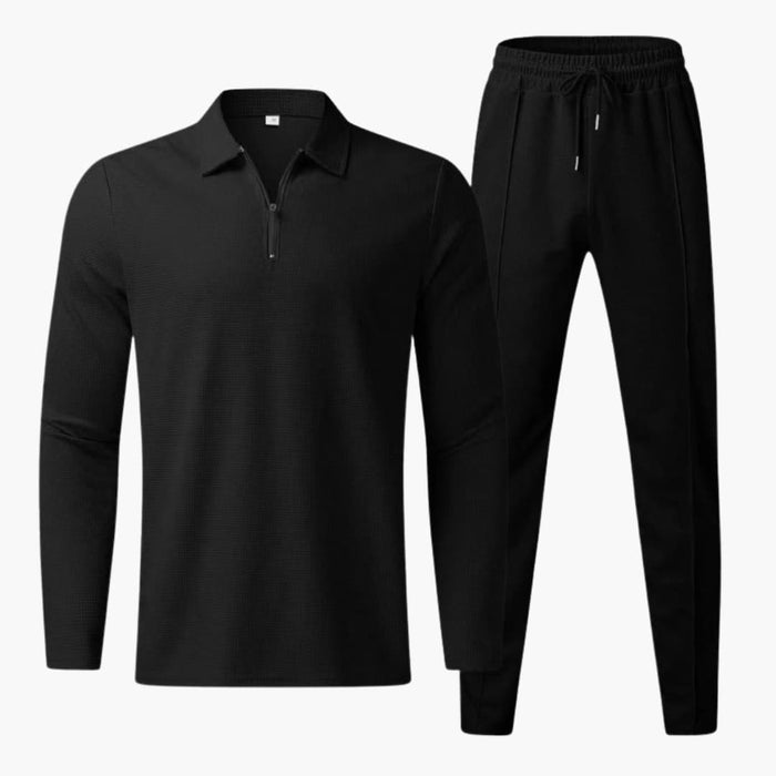 Ensemble homme composé d’un polo à manches longues et d’un pantalon de survêtement à coupe droite