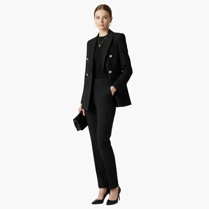Damedress med blazer og rette bukser