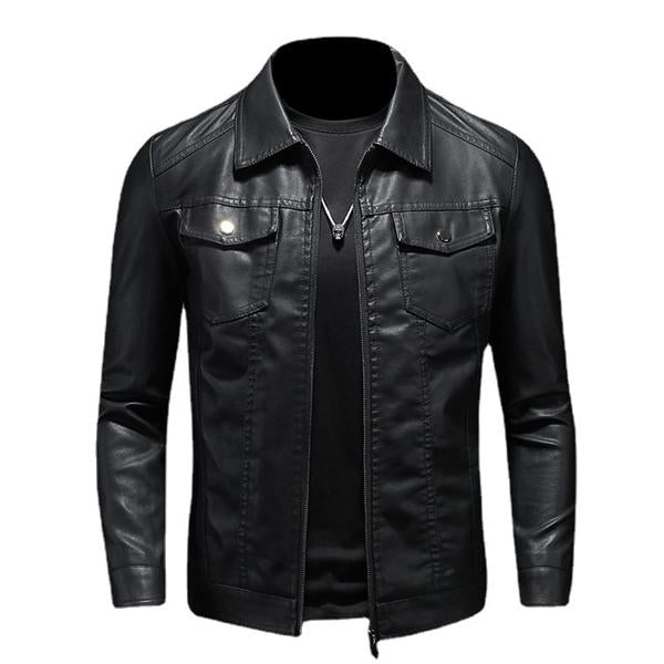 Chaqueta estilo biker para hombre con cuello con solapas y cremallera