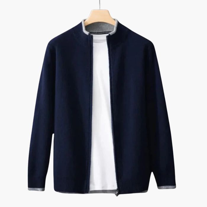 Herre zip-gilet med ribbet krave og lige kant