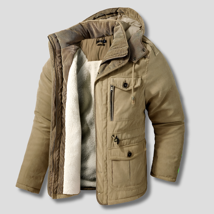 Veste d'hiver pour homme avec capuche et poches multiples