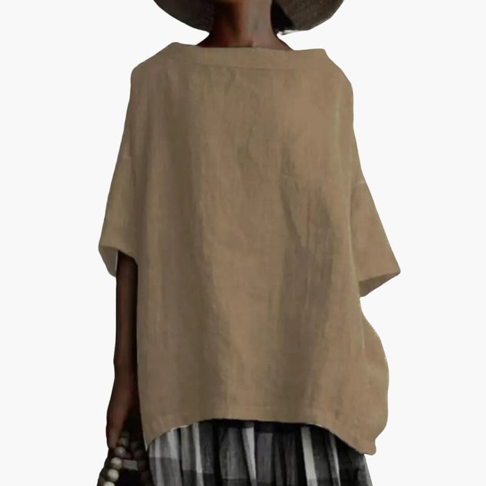 Blusa holgada para mujer con escote barco y corte relajado