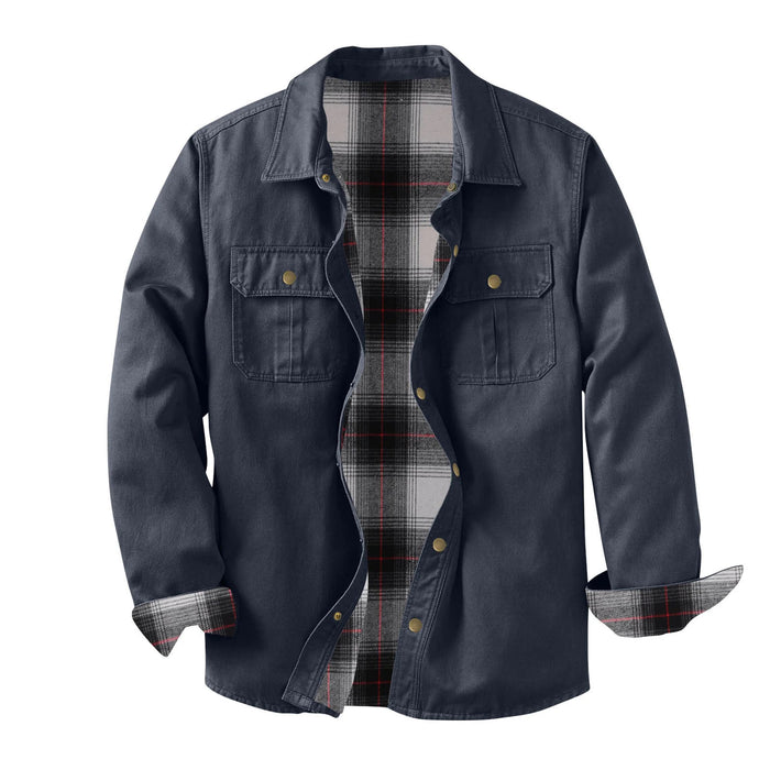 Herren-Overshirt mit kariertem Futter und Brusttaschen