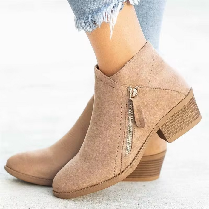 Chelsea-Stiefeletten für Damen mit Blockabsatz und seitlichem Reißverschluss