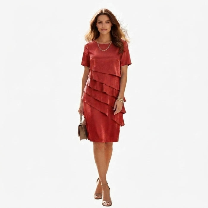 Kleid für Damen mit kurzen Ärmeln und Lagenrock